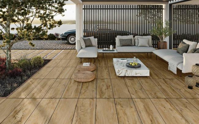 Terrasse en grès cérame sur plot à Presles-en-Brie (77220)