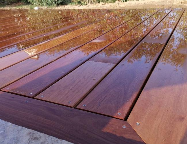 Pose d'une terrasse en bois cumaru à Bailly-Romainvilliers (77)