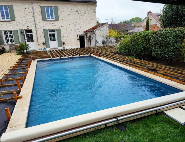 avancement de la structure de cette terrasse en bois