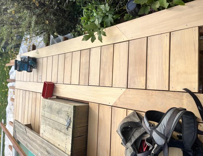 Terrasse Garapa sur plots et vis inox A2 en Seine-et-Marne