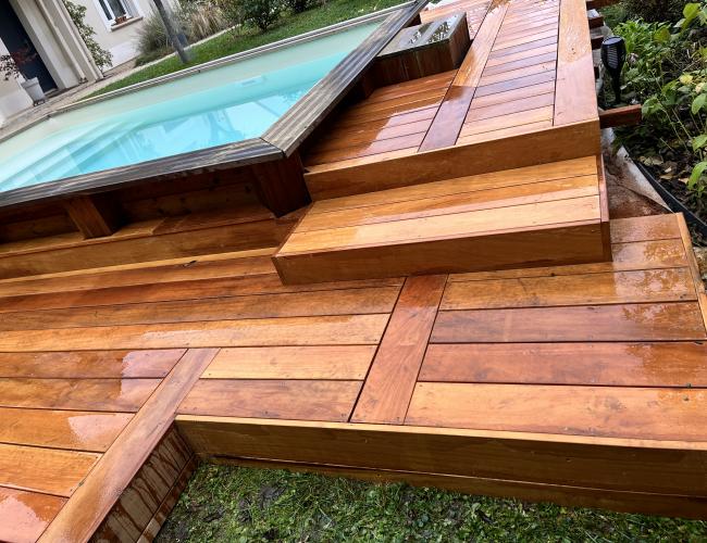 Réalisation d'une terrasse sur terrain en pente en Seine-et-Marne